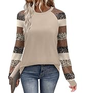 WIHOLL Long Sleeve Shirts for Women Color Block Raglan Tops Casual Crewneck Basic Tees Fall Cloth...