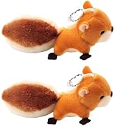 Zhuluck 2Pcs Brown Cartoon Squirrel Plush Keychain, Key Ring Backpack Plush Stuffed Animal Keycha...