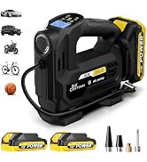 Six Craftsmen Tire Inflator Portable Air Compressor, 20V Cordless Car Tire Pump with LED Light&Ga...