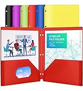 KTRIO Pocket Folders 2 Pocket Folders 3 Hole Punch- (6 Pack, Assorted Colors) Plastic Folders for...