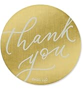 American Greetings Thank You Stickers or Seals, White Script on Gold Foil (500-Count)