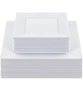 Goodluck 60 Pack Disposable Square Plastic Plates - Heavy Duty Dinner (9.5") & Dessert (6.5") Pla...