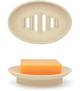 Aenfaiy 2 Pack Soap Bar Holder, Small Oval Silicone Soapdish Soap Tray for Shower/Bathroom Sink/K...