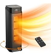 BREEZOME Space Heater Indoor, 1500W PTC Portable Electric Heaters for Home with Thermostat & 90° ...