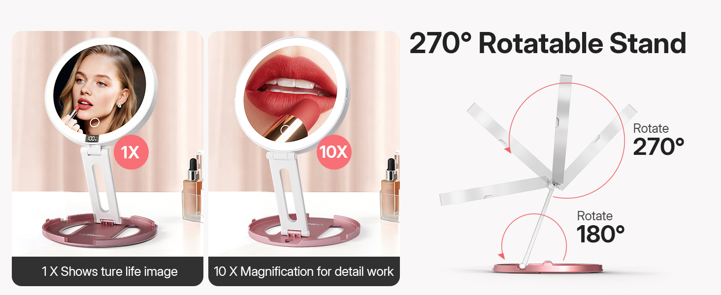Travel Magnifying Mirror with Light