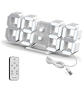 Deeyaple 3D Led Digital Alarm Desk Clock Small Wall Clock Snooze Dimmable Time Memory 12/24 Date ...