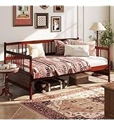 Giantex Twin Daybed Frame, Wooden Sofa Bed Guest Bed with Rails & Wood Slat Support, Dual-use Twi...