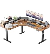 Klicelor L Shaped Standing Desk with Shelf, 63 x 55 inch Height Adjustable Corner Desk, Sit-Stand...