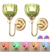 Set of 2 Vintage Battery Operated Wall Sconce, Rechargeable Wall Lamp with 5000mAh Battery & Remo...
