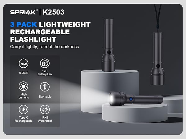 3 pack lightweight flashlight
