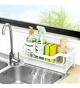 VILCEN Sponge Holder for Kitchen Sink - Auto Draining Sink Caddy Organizer with Detachable Rag Ra...