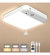 LINEWAY Rechargeable Motion Sensor Ceiling Light, Wireless Closet Light Battery Operated Ceiling ...