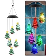 PACETAP Christmas Solar Wind Chimes, Color Changing Led Solar Wind Chimes, Hanging Outdoor Christ...