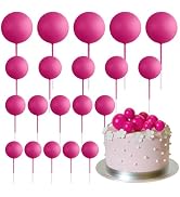ASTARON 20 Pcs Ball Cake Topper Decorations Mini Balloons Cake Topper Sticks Hot Pink Balls Cake ...