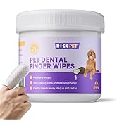 HICC PET Teeth Cleaning Wipes for Dogs & Cats, Remove Bad Breath by Removing Plaque and Tartar Bu...