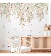 decalmile Large Boho Hanging Leaves Wall Decals Palm Leaf Plants Wall Stickers Bedroom Living Roo...