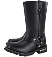 GARGOYLE BELLS Mens Harness Straps Motorcycle Leather Boots, Black Waterproof Biker Boots For Men...
