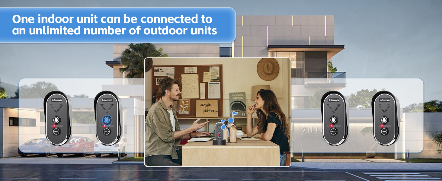 wireless intercom doorbell 1000ft black