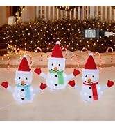 Juegoal Set of 3 Lighted Christmas Snowman Decorations, 15.7