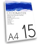 Watercolor Paper. 8.3 x 11.7”. 15 Sheets, Professional, 300 GSM, Perfect for Watercolor Pens and ...