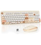 Mosptnspg 2.4G Colorful Keyboard, 104 Key Off White Wireless Customized Membrane Round keycaps Re...