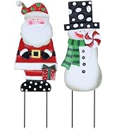 hogardeck Outdoor Christmas Decorations for Home, 2 Pcs Metal Snowman Santa Claus Decorative Gard...