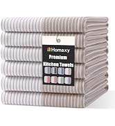 Homaxy Premium Cotton Kitchen Towels 18"x 28", 6 Pack Large Kitchen Hand Towels, Soft and Absorbe...