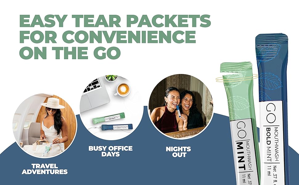 GO Mouthwash for travel, office days, and nights out