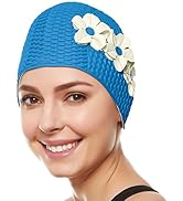 Beemo Latex Swimming Cap for Women, Swim Cap for Long Hair or Short Hair, Bath & Swim Caps to Shi...