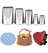 Suuker 5 Pieces Basketweave Piping Tips Set,Stainless Steel Half Row Braided Flower Cake Decorati...