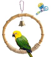 MUYG Bamboo Ring Bird Swing Perch,Large Circle Cage Hanging Toys,Bird Perch Climbing Toy Steady N...