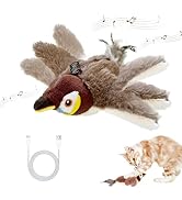 FORFAXE 2025 New Interactive Fly Bird Cat Toy,Interactive Chirping Bird Cat Toy with Flapping Win...