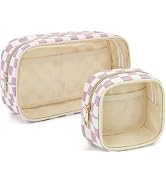 Fammart Clear Travel Makeup Bag for Women, TSA Approved Checkered Cosmetic Bag Make Up Car Organi...
