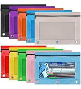 Gloween Pencil Pouch for 3 Ring Binder, 10 Pack Zipper Pencil Pouches/Case in Assorted Color, Dur...