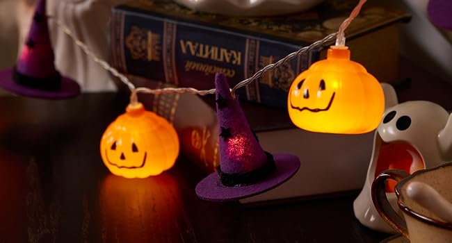Spooky Witch Hat & Pom Pom Lights