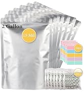 30pcs 2 Gallon Mylar Bags for Food Storage (15 Mil Extra Thick) with Oxygen Absorbers 500CC (60 p...