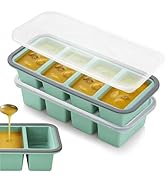 Tvmania 2-Pack Silicone Freezer Tray with Lid - 1 Cup / 4 Compartment Soup Freezer Container for ...