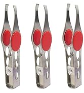 3Pcs Silver Tweezer With LED Light for Hair Removal Makeup Tool Eyebrow Eyelash Tweezers for Wome...