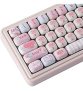 TYRIXKI PBT Keycaps 138 Keys Cute Cotton Candy Keycaps Dye-Sublimation MOG Profile Pink Creamy Cu...