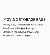 Heavy-duty storage bags with handles and backpack straps for moving, travel, and closet storage.