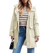 SaphiRose Women's Waterproof Rain Jacket Long Raincoat Hooded Windbreaker Trench Coat
