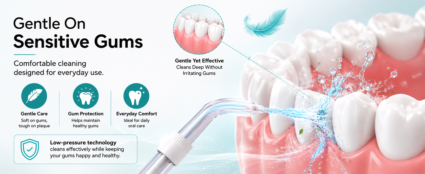 SimpliCare F5039 cordless water flosser with 8 tips for daily oral care