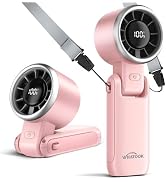 WHATOOK Portable Handheld Fan: Personal Fans with Air Turbo Tech, 5 Speeds Led Display, USB Recha...