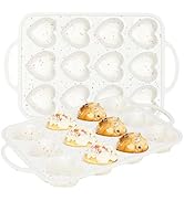 Gachiwar 2 PCS Silicone Heart Shaped Cake Pans, Reusable Non-stick Baking Mini Flan Molds, 12 Cup...