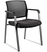 CLATINA Mesh Back Stacking Arm Chairs with Upholstered Fabric Seat and Ergonomic Lumber Support f...