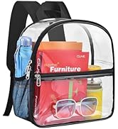 Paxiland Clear Backpack Stadium Approved 12×12×6 with Reinforced and Wider Shoulder Straps, Small...