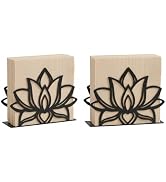 Ricomboo 2Pack Lotus Napkin Holder for Table, Modern Metal Black Napkin Holders for Kitchen Dinin...