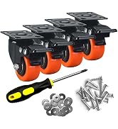 ASHGOOB 2" Caster Wheels Set of 4, Heavy Duty Casters with Brake, No Noise Locking Casters with O...