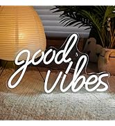 Good Vibes Neon Sign for Wall Decor, Good Vibes Neon Lights Sign, Powered by USB Goodvibes LED Li...