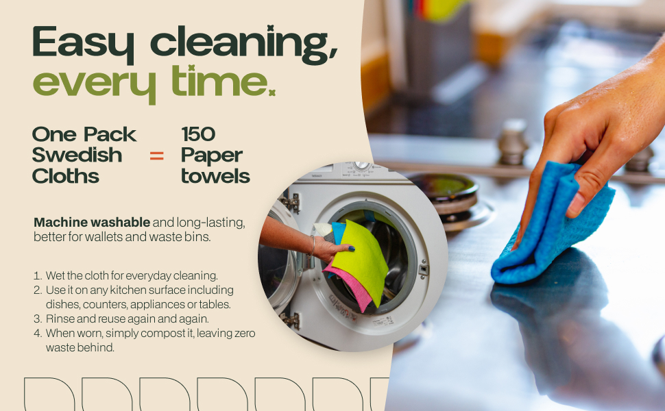 easy cleaning of Swedish Dishcloth
